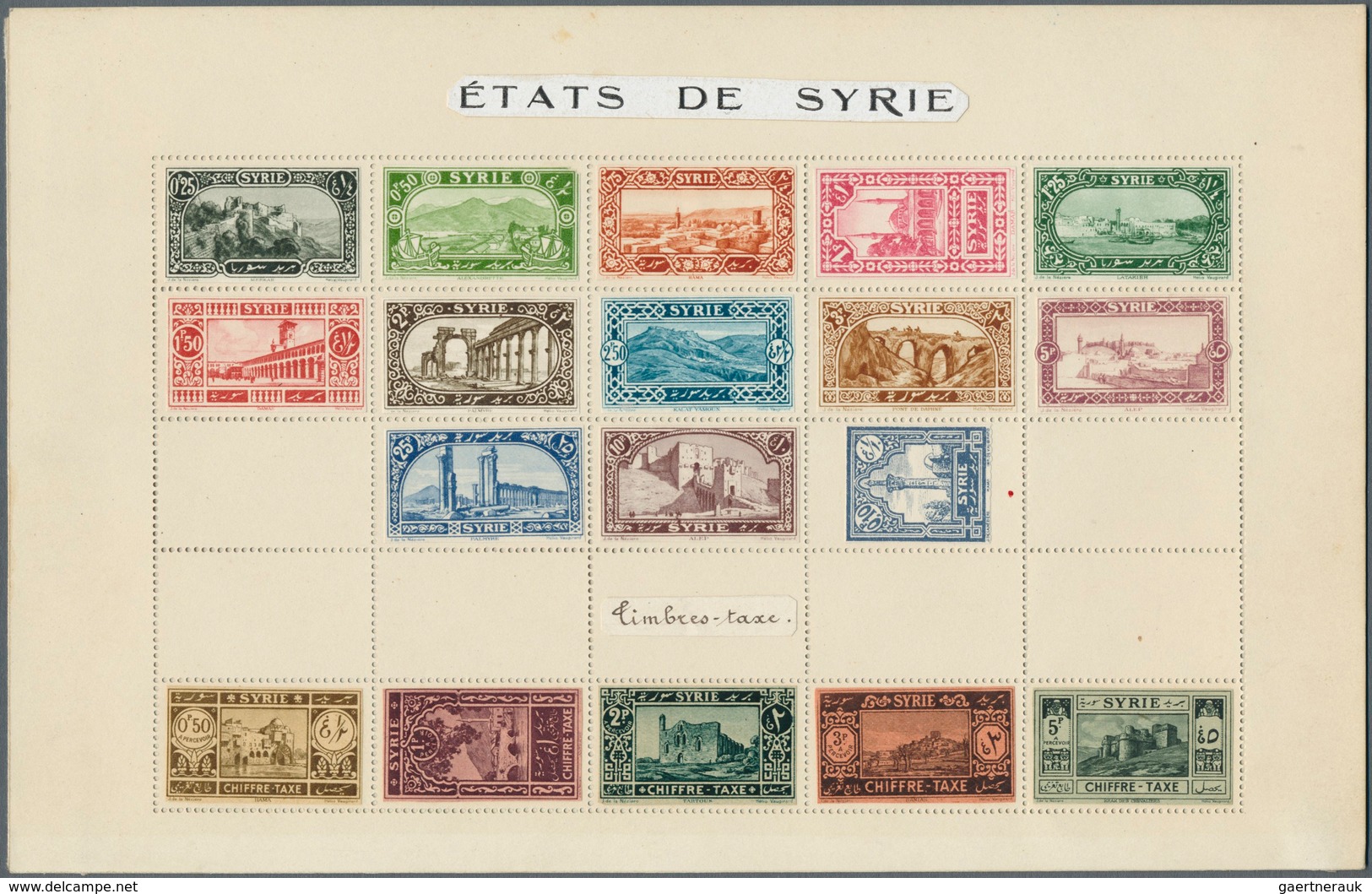 Syrien: 1925. Epreuve D'artiste Collective "États De Syrie" (collage) For 1925 Definitives Issue And - Syrië