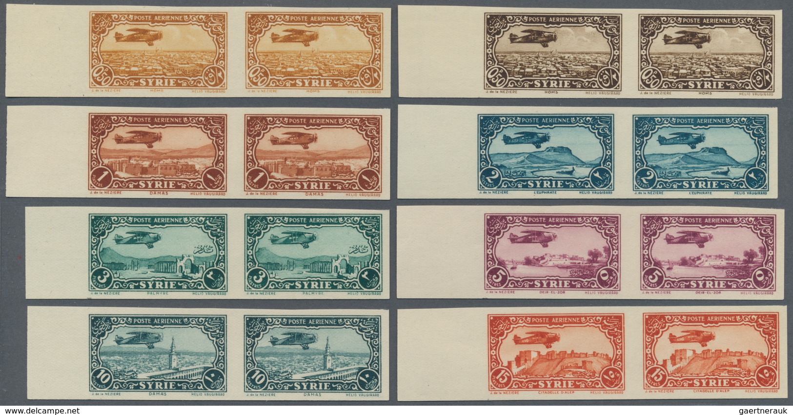 Syrien: 1931/1933, Airmails, 0.50pi. To 100pi., Complete Set Of Eleven Values, IMPERFORATE Left Marg - Syria