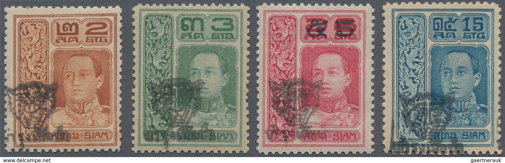 Thailand: 1920 Boy Scouts: Four Stamps (2s., 3s., 5s. On 6s. And 15s.) Optd. By Tiger Head H/s, Mint - Tailandia