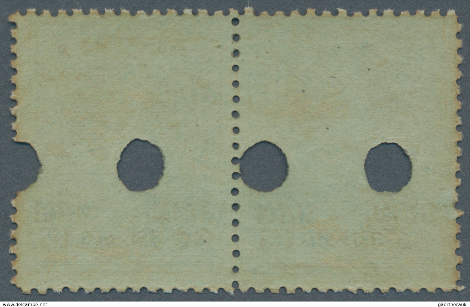 Thailand: 1925, 15 S. Dark Blue On Bluish, Perf. 12½, Horiz. Pair With Punchin Holes For Anulment, C - Thailand