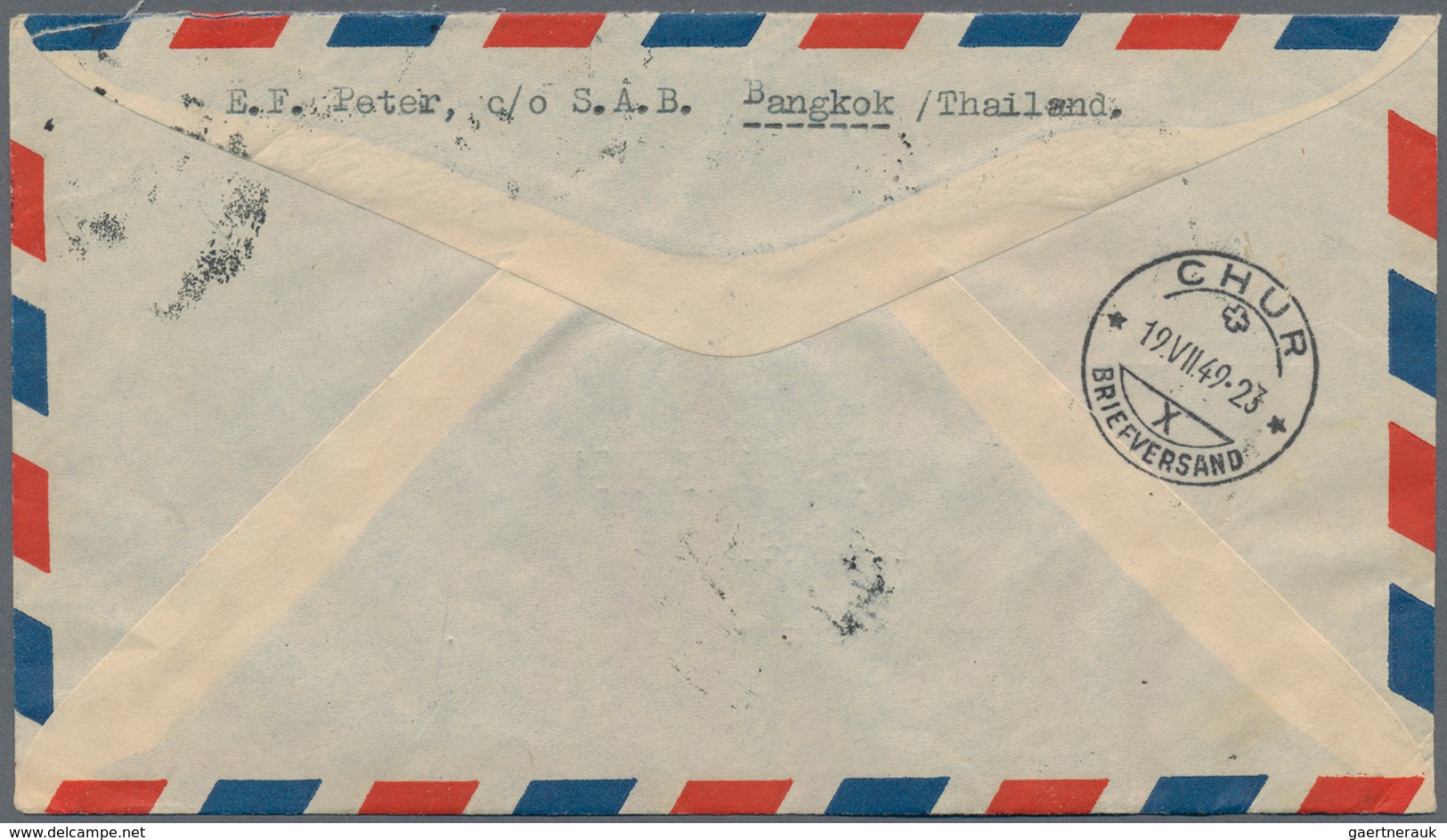 Thailand: 1928/51, Three Airmail Covers To Switzerland (2 Inc. Large A.V.2 Hs., Or Registered) Or To - Thailand