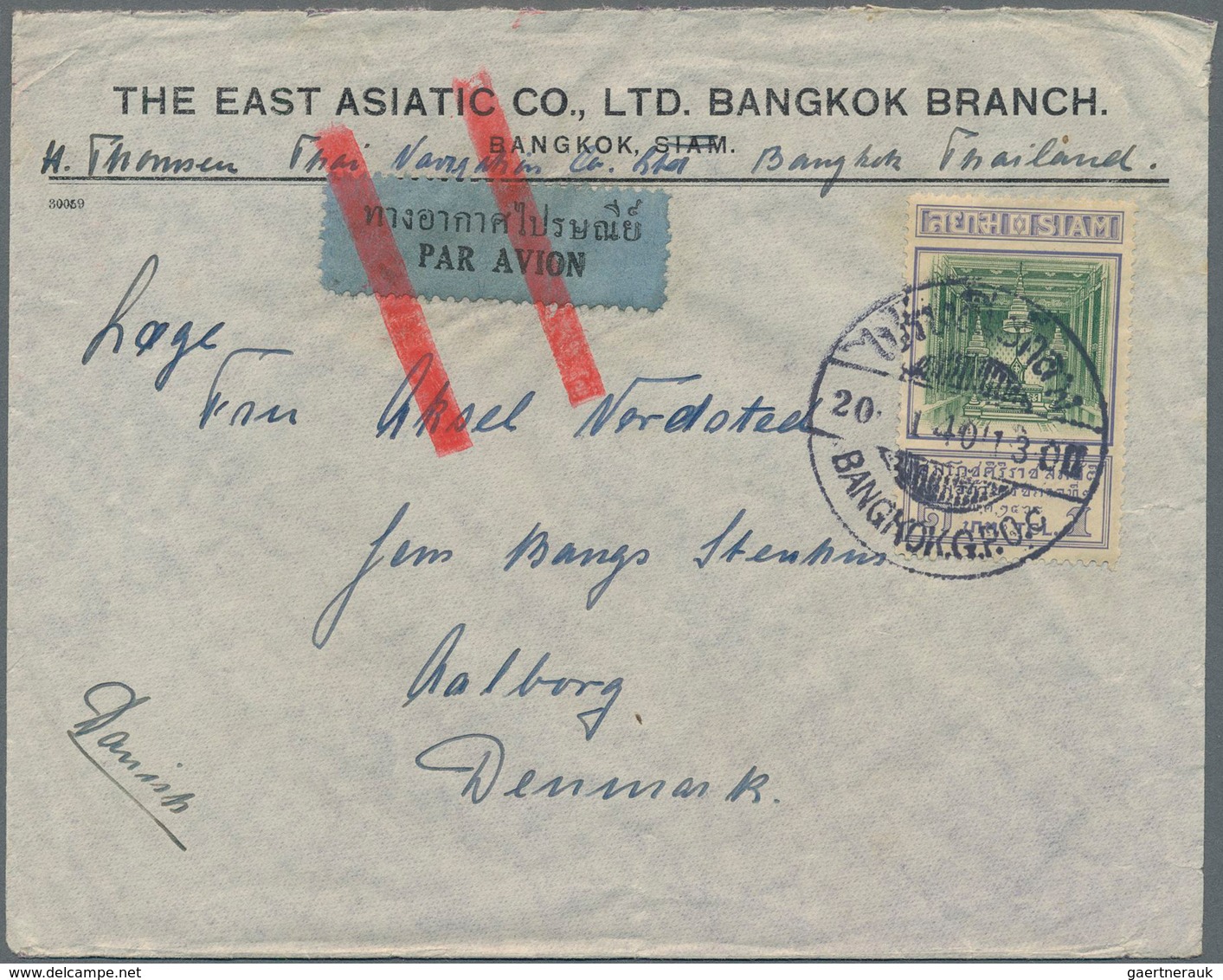 Thailand: 1933/1940 Destination DENMARK: Two Airmail Cover To Denmark, One From Singora To Copenhage - Thailand