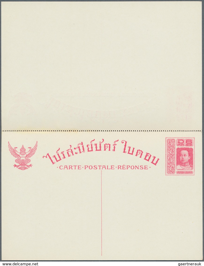 Thailand - Ganzsachen: 1914, stationery cards 2 S., 3 S., 6 S. and 6 S.+6 S. (3) unused mint. Merely