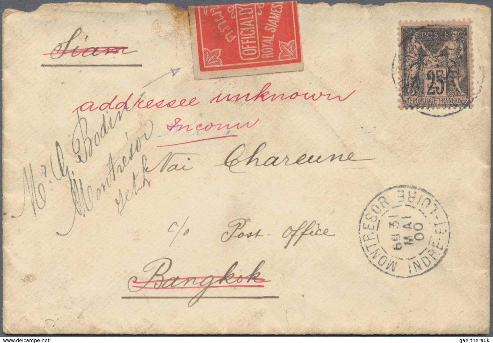 Thailand - Besonderheiten: 1900, Embossed "ROYAL SIAMESE POSTAL DEPARTMENT / OFFICIALLY SEALED" On I - Tailandia