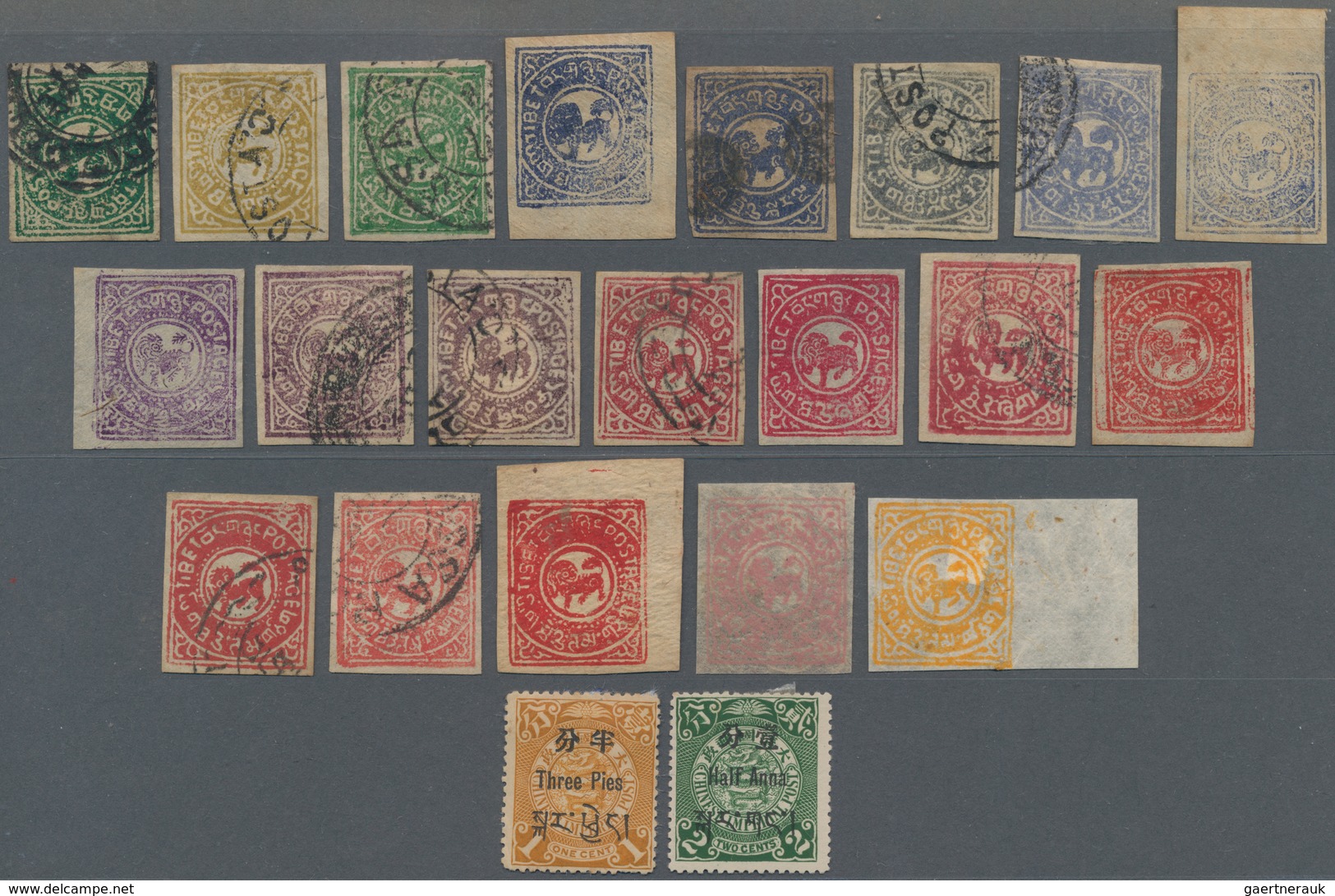 Tibet: 1912/50, Mint And Used Lot: 1st Issue (20) Or 2nd Issue (8); Plus China Offices 3 P./1 C. Mou - Asia (Other)