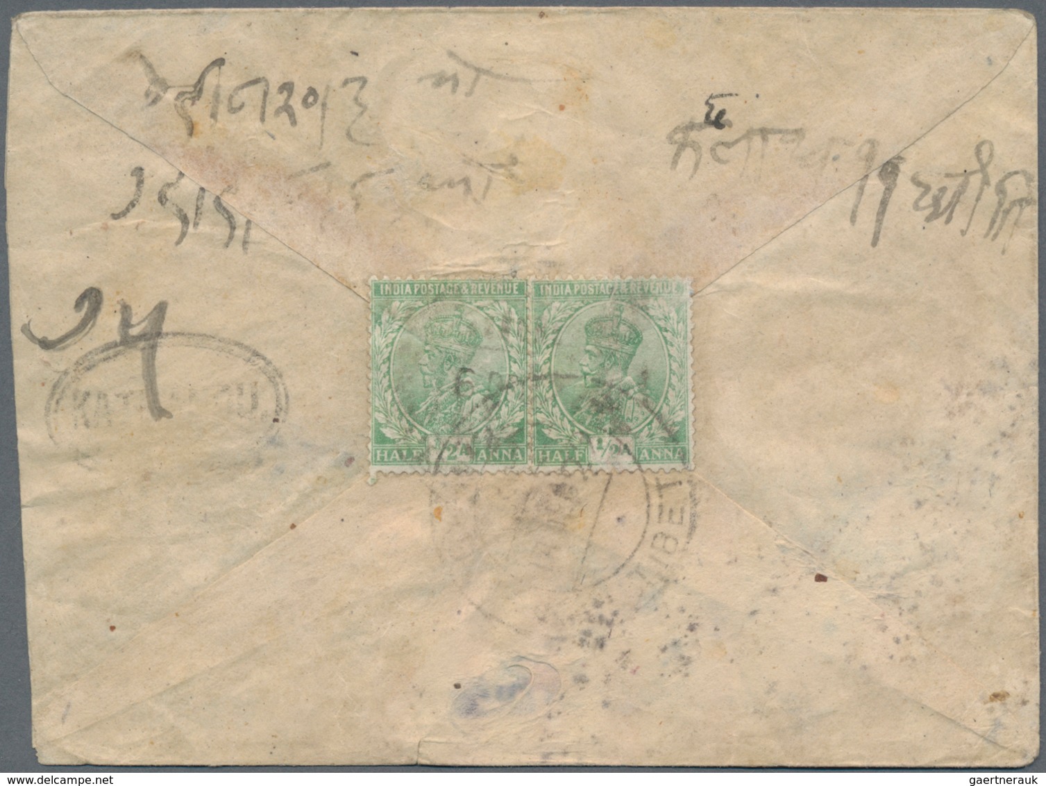 Tibet: 1920/49, Indian Offices In Tibet: KGV 1/2 A. Tied "GYANTSE 5 AP 20" Resp. Pair 1922 Both To N - Asia (Other)