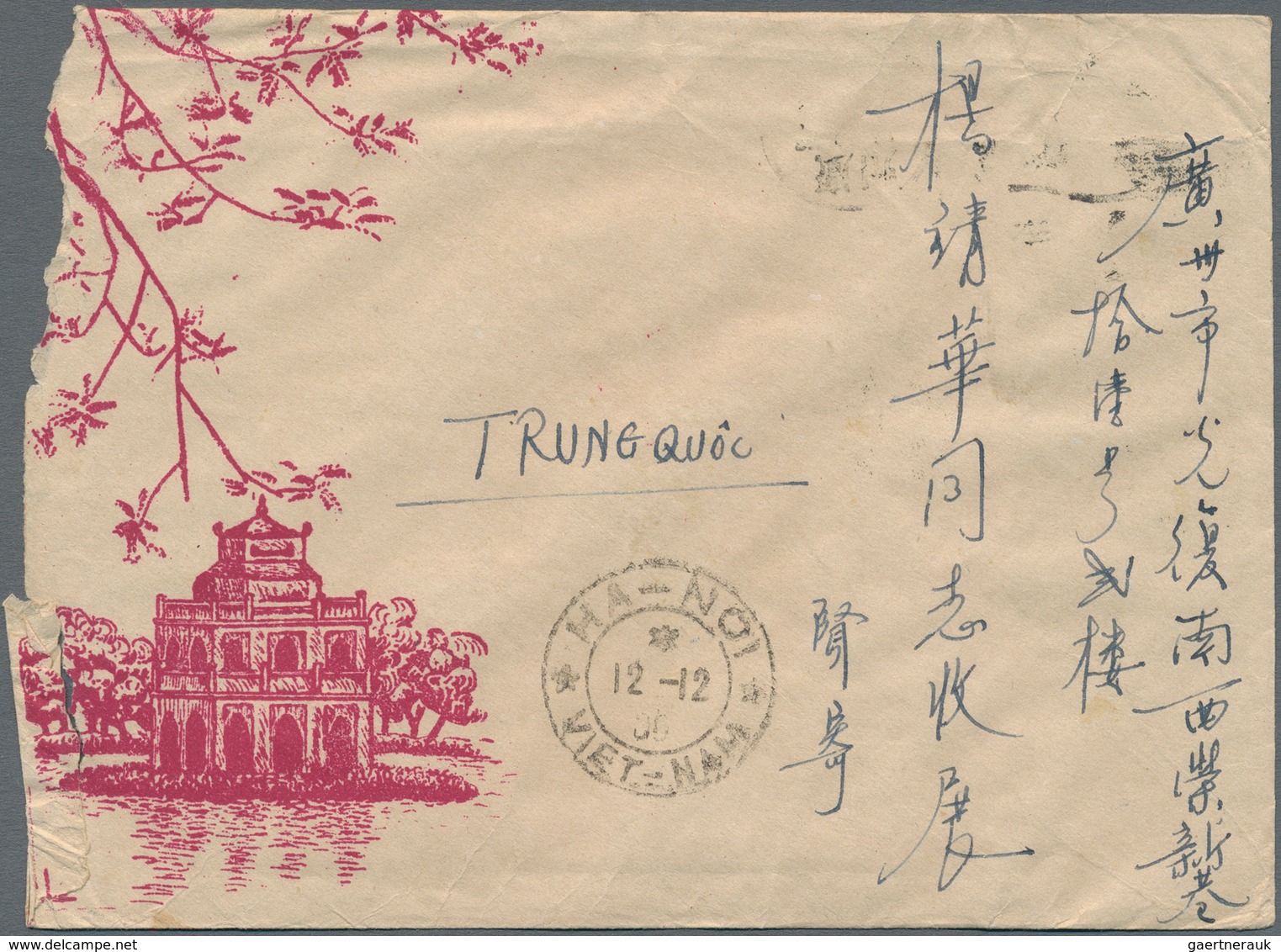 Vietnam-Nord (1945-1975): 1956. Spectcular Mixed Franking Of Michel Nr. 13a (6) On A Surface Letter - Vietnam