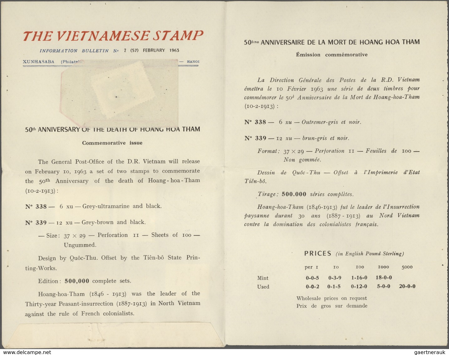Vietnam-Nord (1945-1975): 1962/1968: a) Letter of the Vietnamese Women Union from 1968 with a mixed