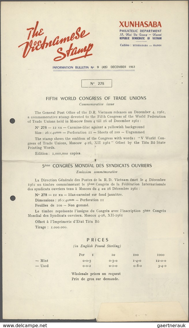 Vietnam-Nord (1945-1975): 1968 (ca.): Mixed Frankings: A) Xunhasaba Folded Bulletin That Announces T - Vietnam