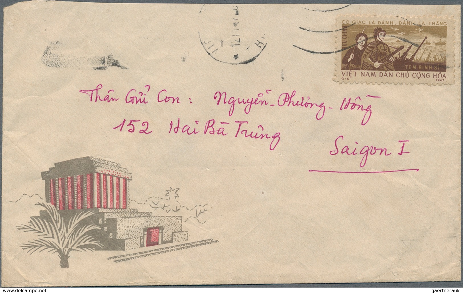 Vietnam-Nord - Portofreiheitsmarken: 1967. Very Rare Single Franking Of The Military Free Frank (Mic - Vietnam