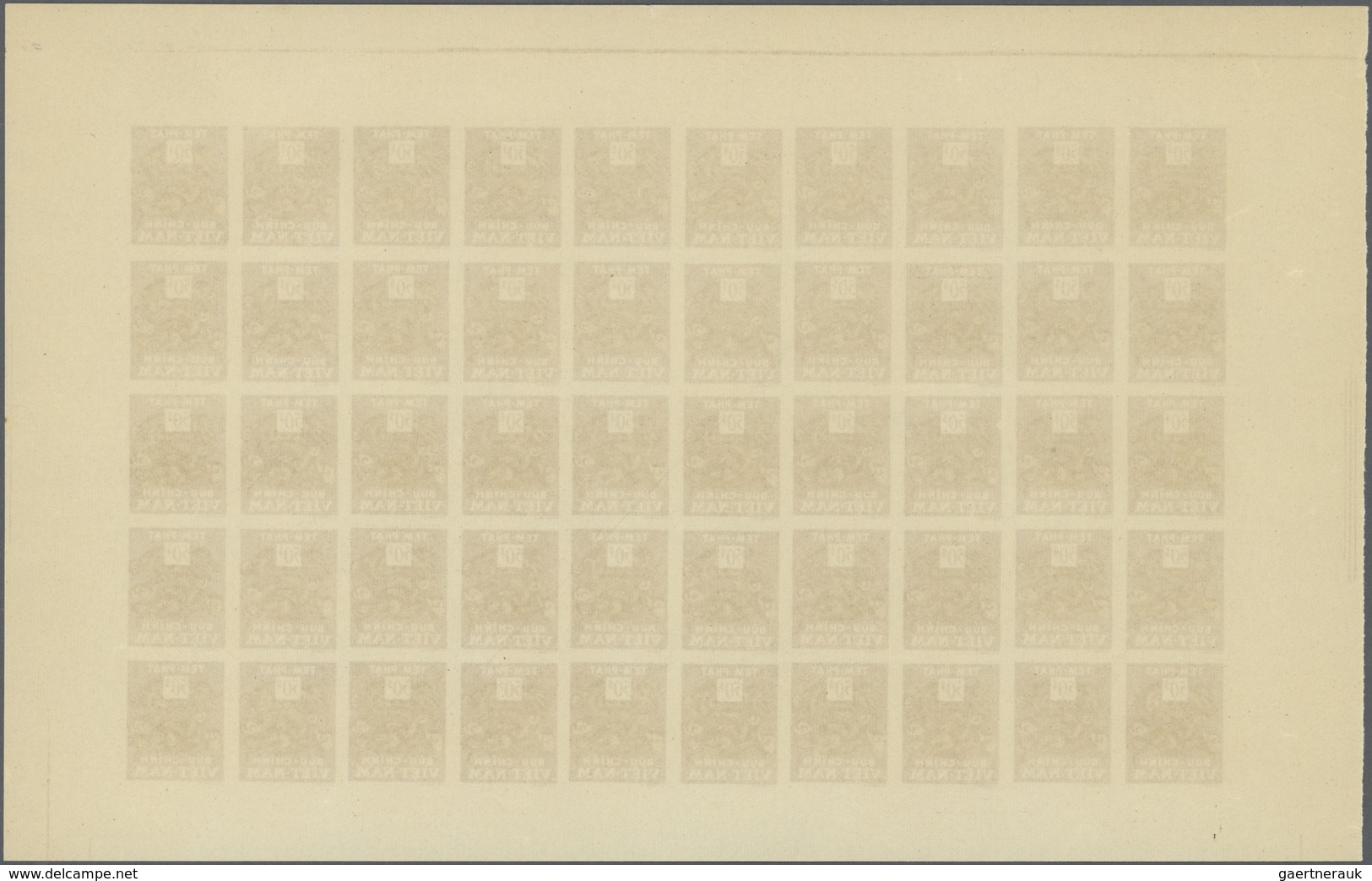 Vietnam-Süd - Portomarken: 1955/1956. 6 panneaux complets de 50 avec marges non dentelés. (non réper