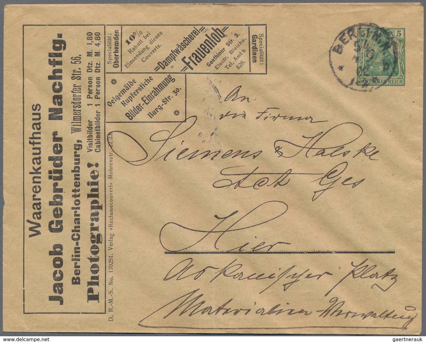 Thematik: Anzeigenganzsachen / advertising postal stationery: 1901/1906, Partie mit 5 gebrauchten An
