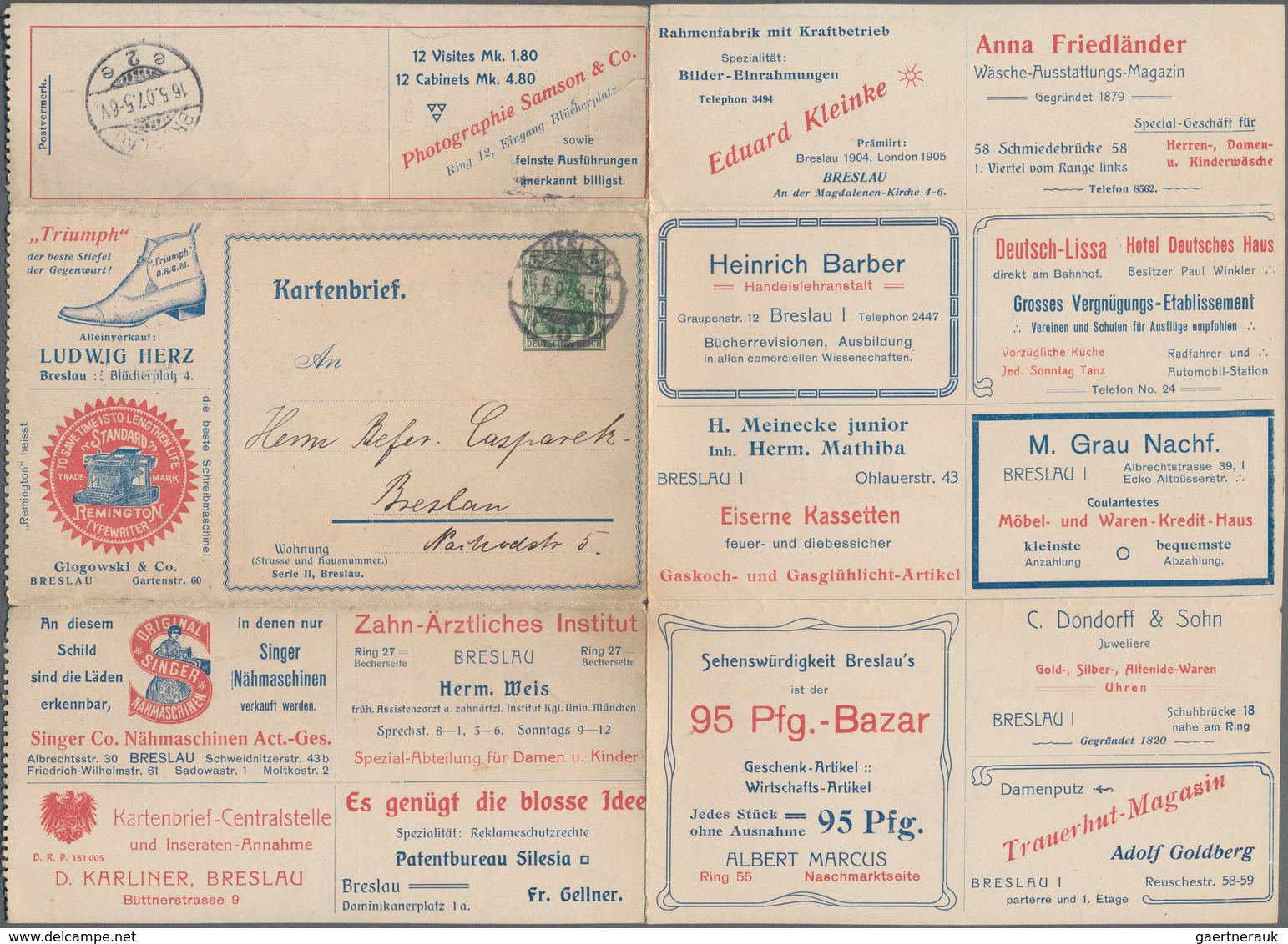 Thematik: Anzeigenganzsachen / Advertising Postal Stationery: 1907, GERMAN EMPIRE - BRESLAU Advertis - Zonder Classificatie