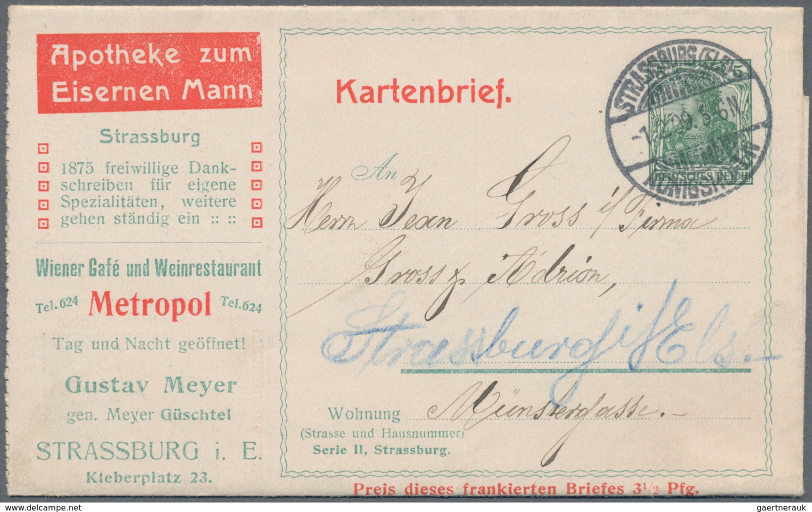 Thematik: Anzeigenganzsachen / Advertising Postal Stationery: 1909, Dt.Reich, 5 Pf Germania Privat-A - Unclassified