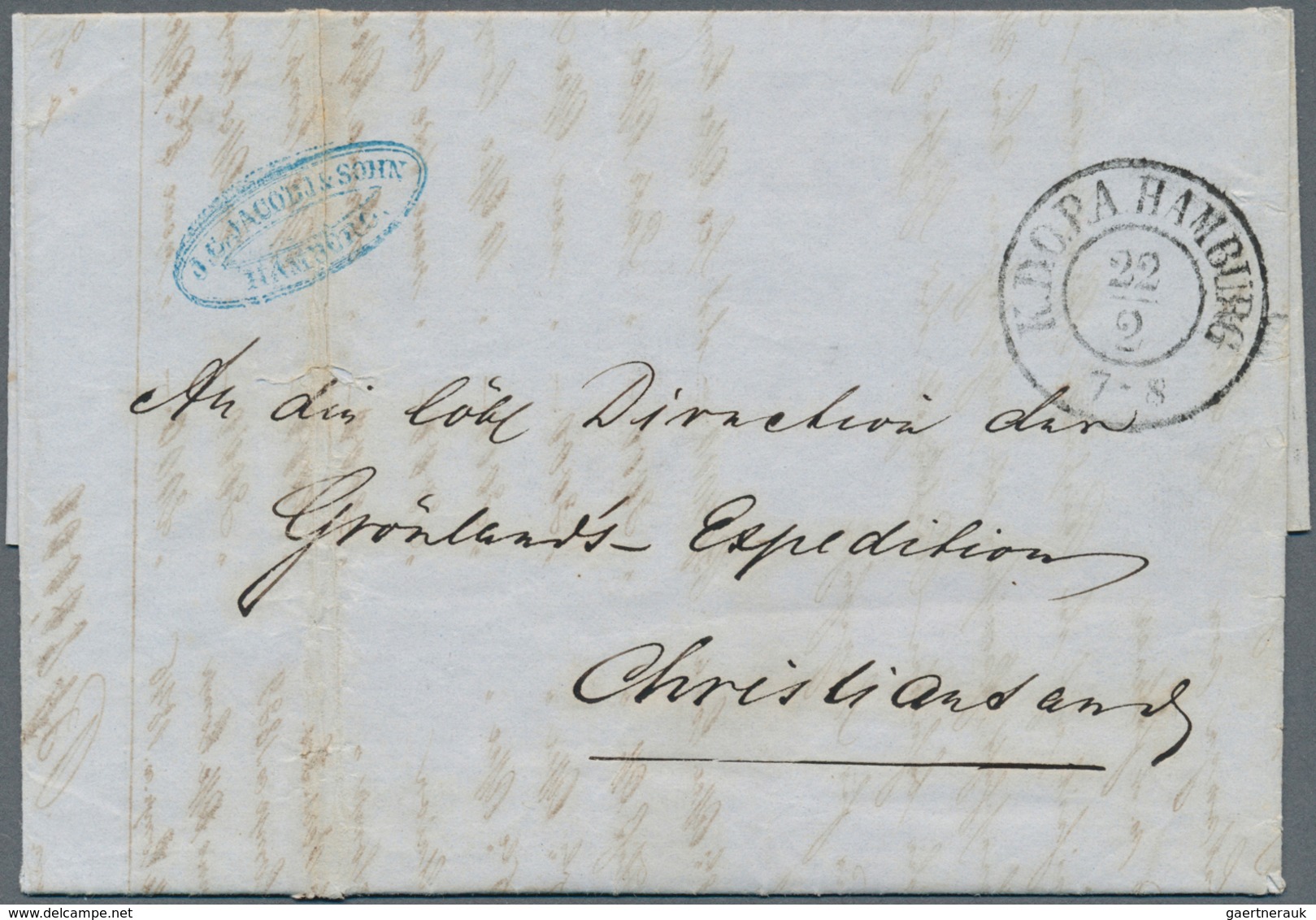 Thematik: Arktis / Arctic: 1853: Entire Letter From Hamburg With "K.D.O.P.A HAMBURG 22.2" (cds Of Th - Other & Unclassified