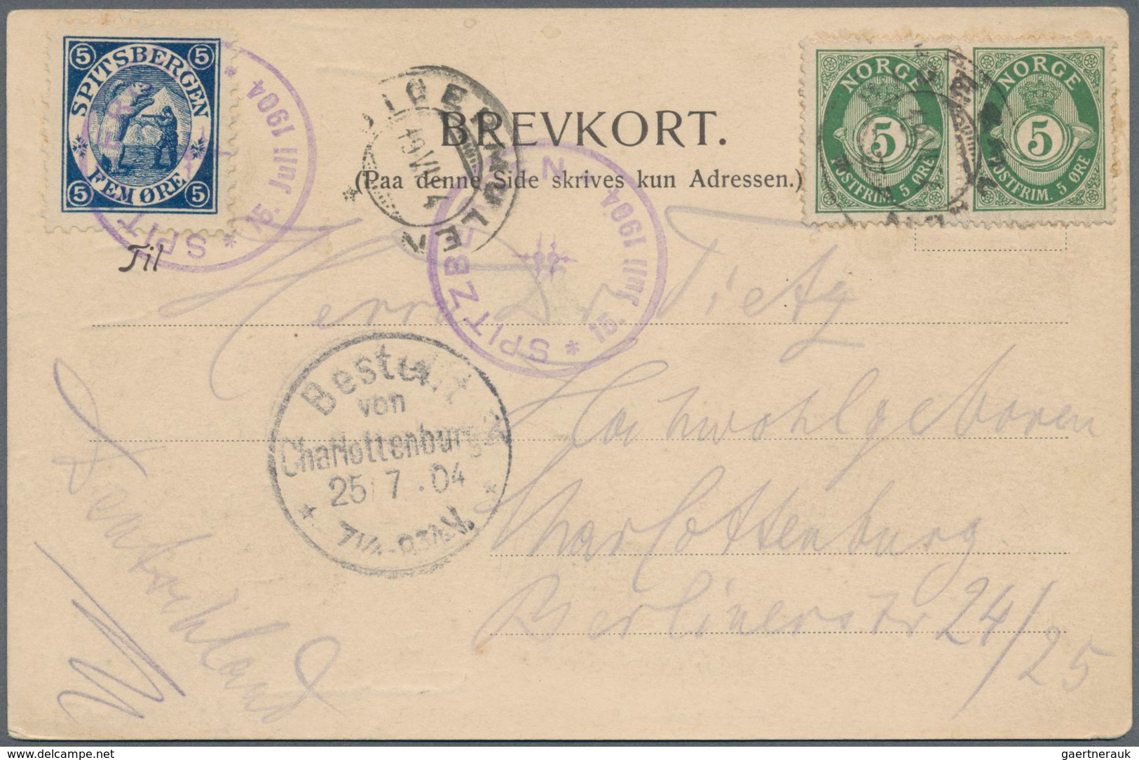 Thematik: Arktis / Arctic: 1904, Offizielle Arktis-Privatpostmarke 5 Öre Blau "SPITZBERGEN-EISBERGJÄ - Other & Unclassified