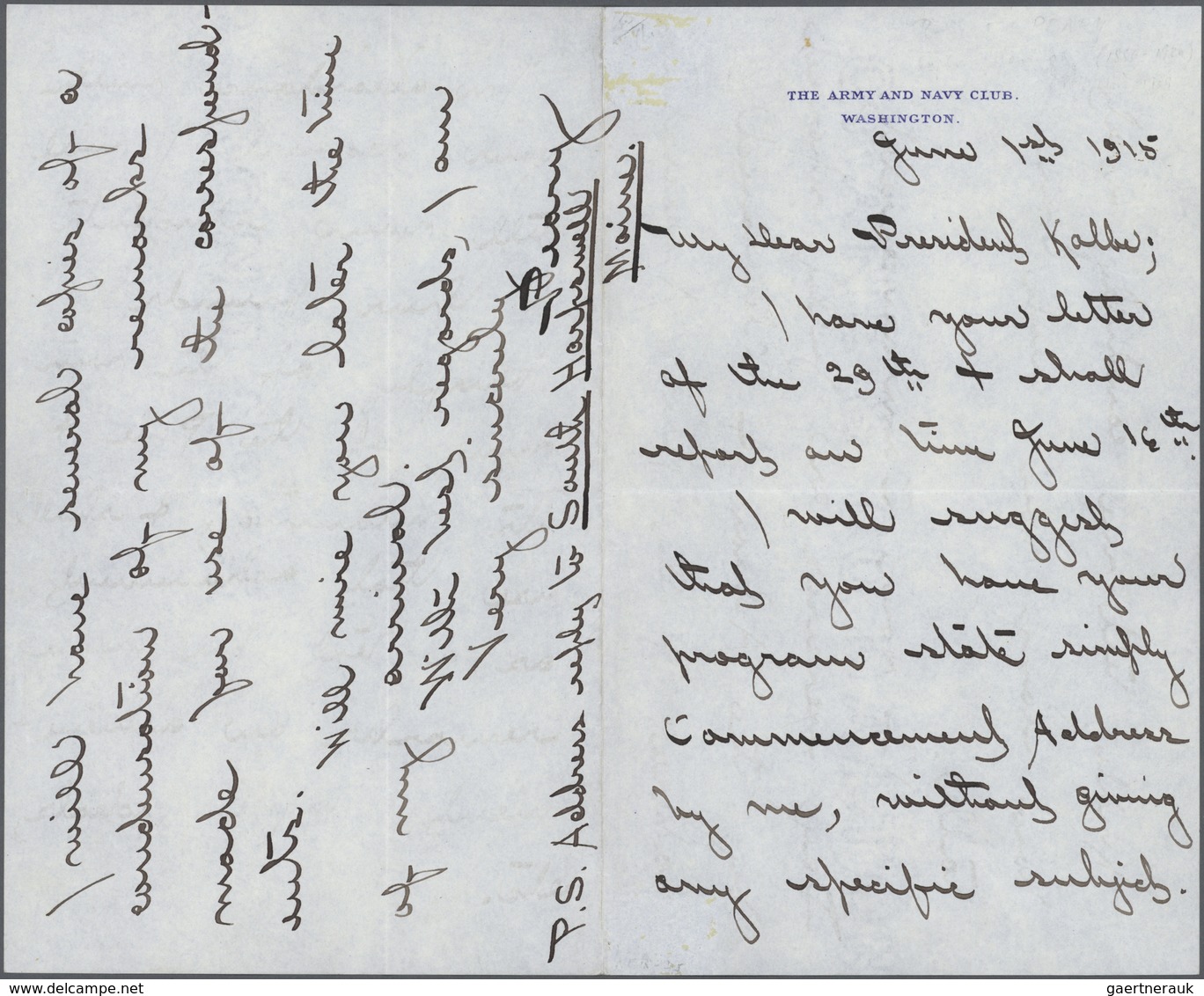 Thematik: Arktis / Arctic: 1915, ROBERT EDWIN PEARY, Handwritten Letter (June 1st) To President Kolb - Sonstige & Ohne Zuordnung