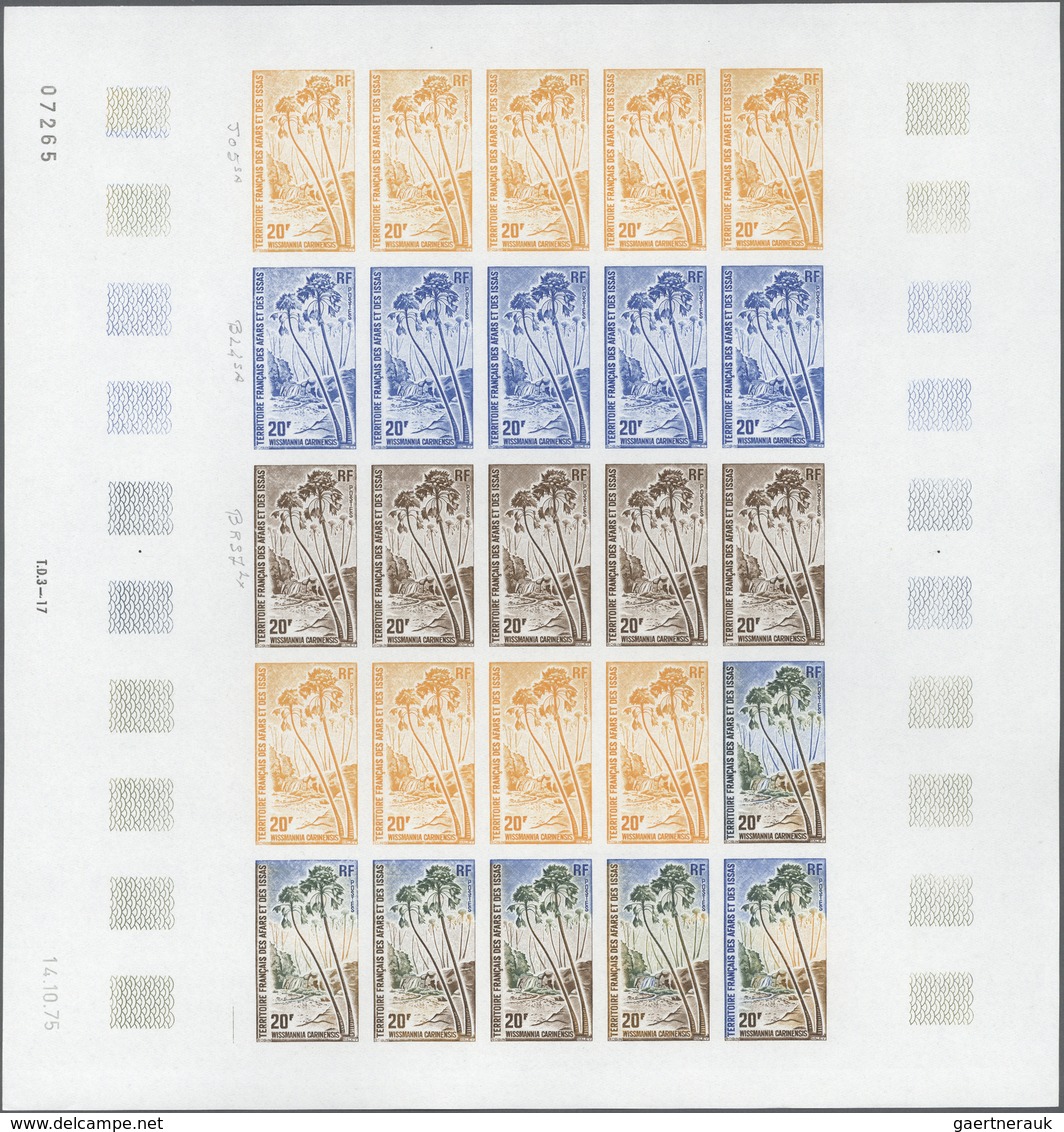 Thematik: Bäume-Palmen / Trees-palms: 1975, Afars And Issas. Lot Of 3 Different Color Proof Sheets F - Bomen