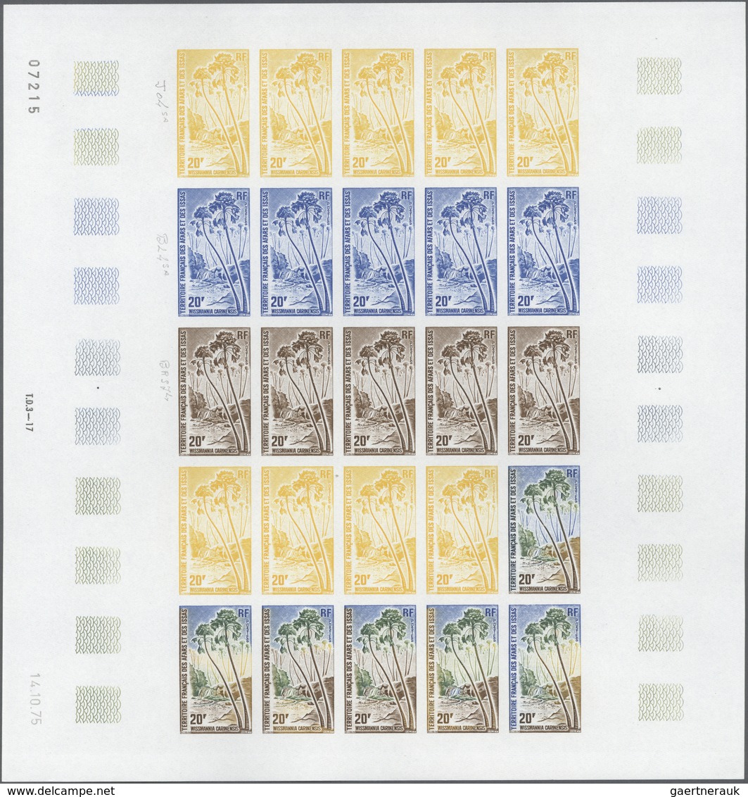 Thematik: Bäume-Palmen / Trees-palms: 1975, Afars And Issas. Lot Of 3 Different Color Proof Sheets F - Bomen