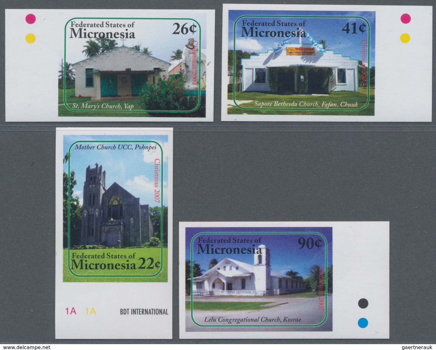 Thematik: Bauwerke-Kirchen / Buildings-churches: 2007, MICRONESIA: Christmas - Churches Complete IMP - Churches & Cathedrals