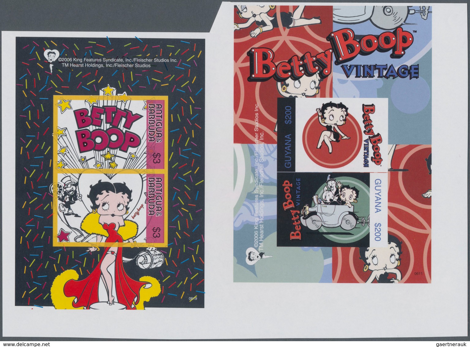 Thematik: Comics / Comics: 2006, ANTIGUA & BARBUDA And GUYANA: Betty Boop Horizontal Pair Of Two Dif - Stripsverhalen