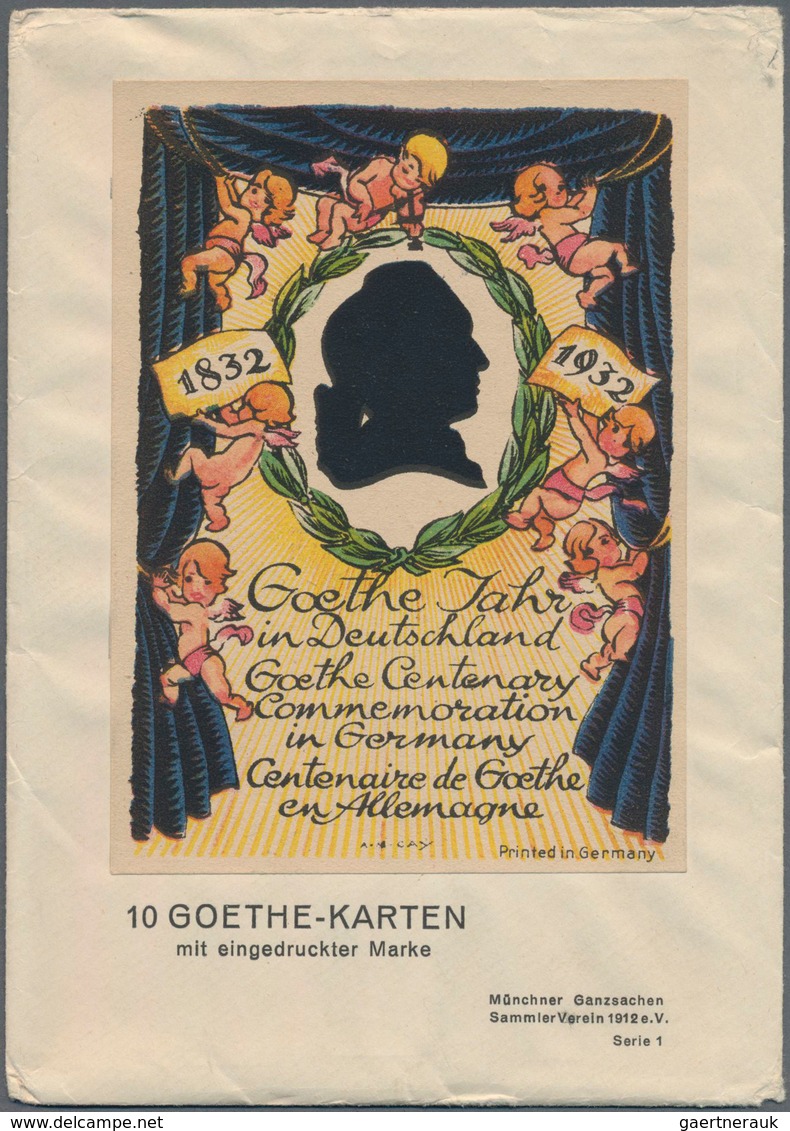Thematik: Druck-Dichter / Printing-poets: 1932, 6 Pfg. PRIVAT-GANZSACHE "GOETHE JAHR 1932", Kompl. S - Schriftsteller