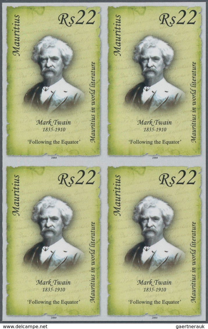 Thematik: Druck-Schriftsteller / Printing-writers, Authors: 2008, Mauritius. IMPERFORATE Block Of 4 - Schrijvers