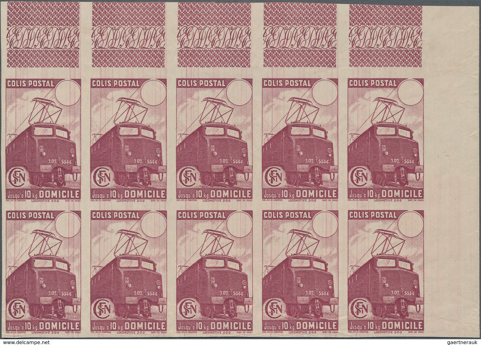 Thematik: Eisenbahn / Railway: 1945, France Parcel Stamps, Timbres De Prestation, Not Issued "Domici - Treinen