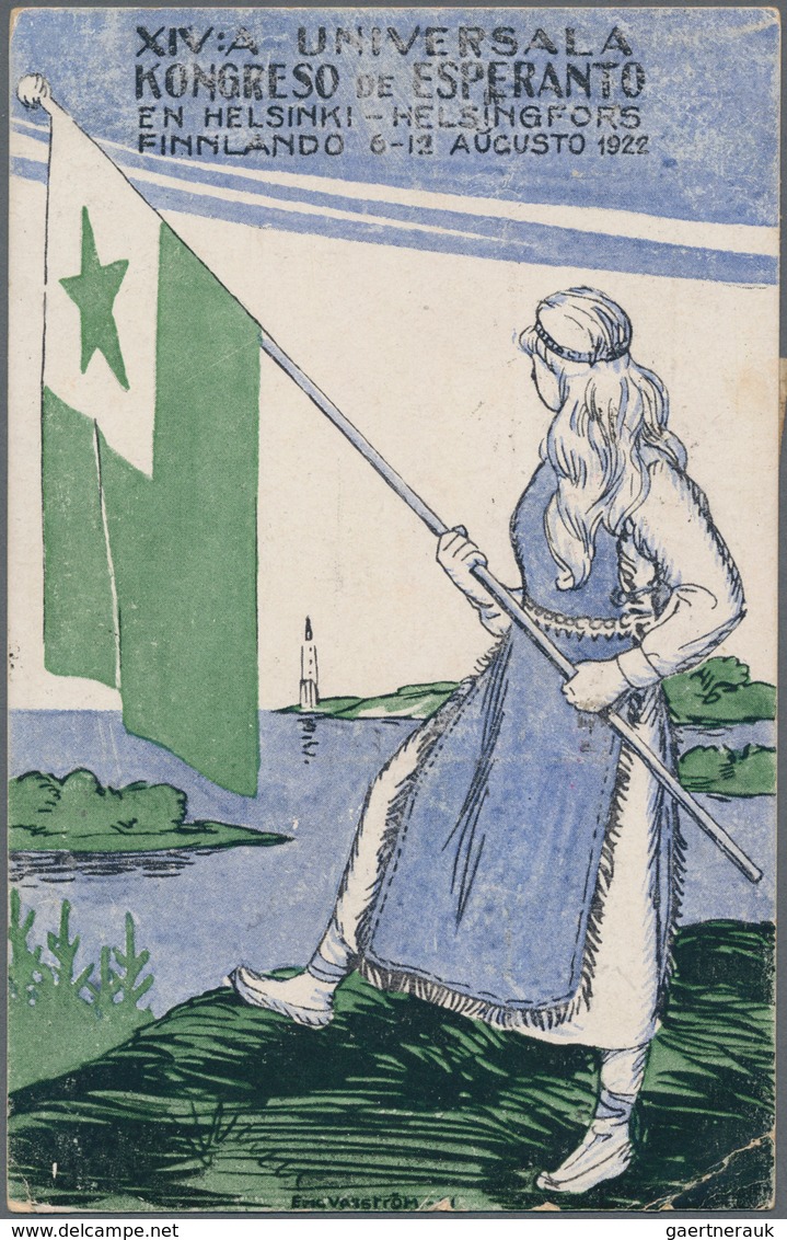 Thematik: Esperanto: 1922 XIV. Esperanto Congress In Helsinki; Special Congress Picture Postcard Sen - Esperanto