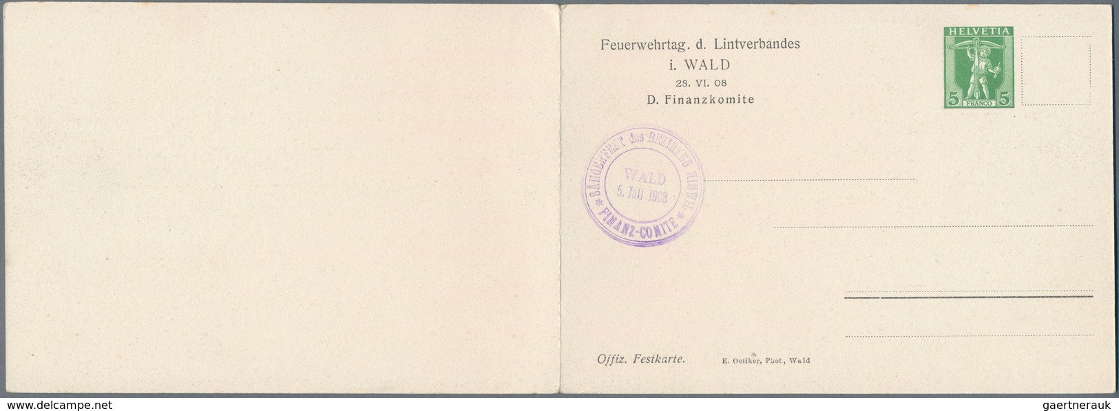 Thematik: Feuerwehr / Firebrigade: 1908, Schweiz. Klappkarte 5c Tellknabe, Vs. Links Oben Mit Zudruc - Pompieri