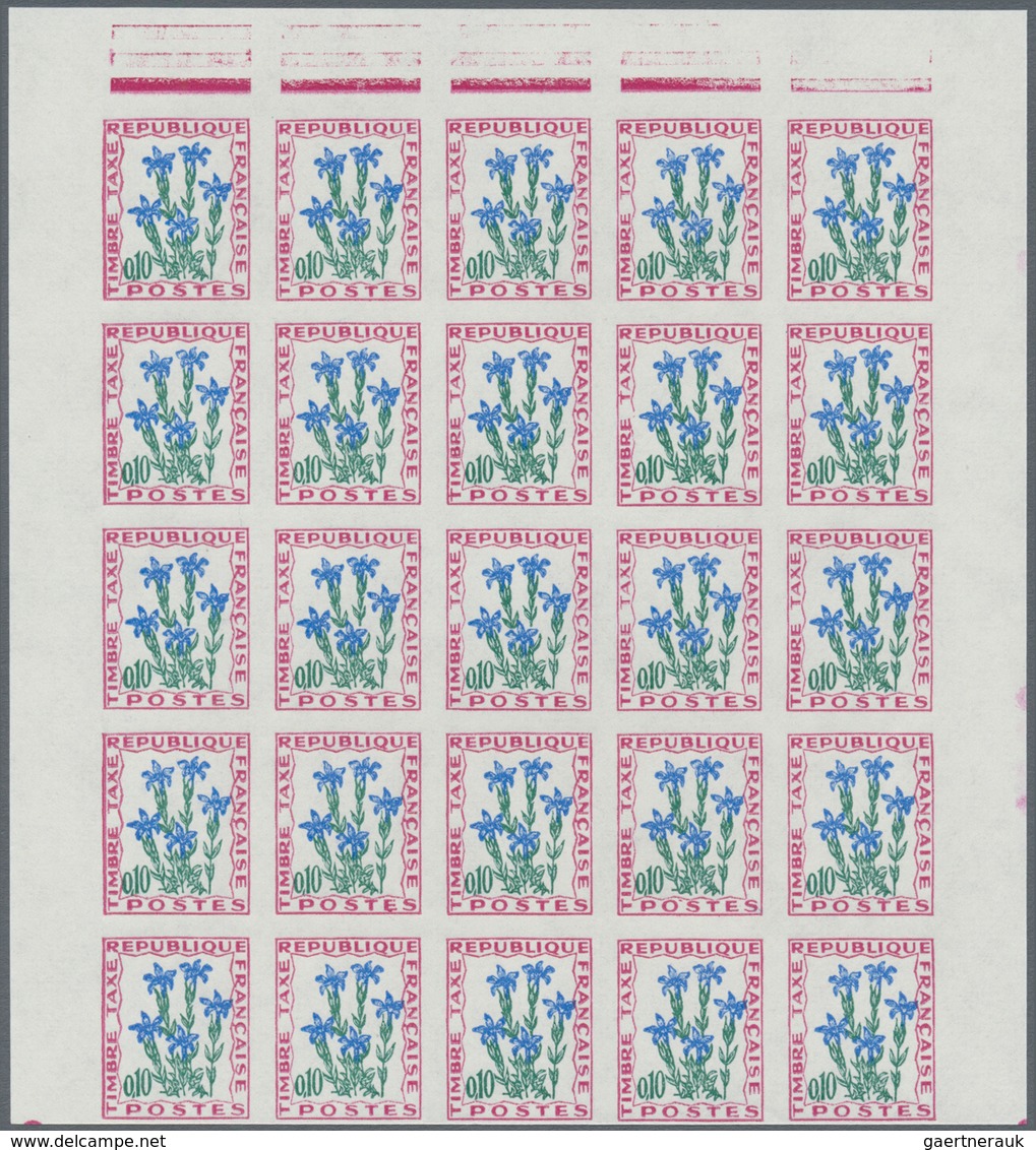 Thematik: Flora, Botanik / flora, botany, bloom: 1964/1971, FRANCE: Postage dues ‚FLOWERS‘ complete