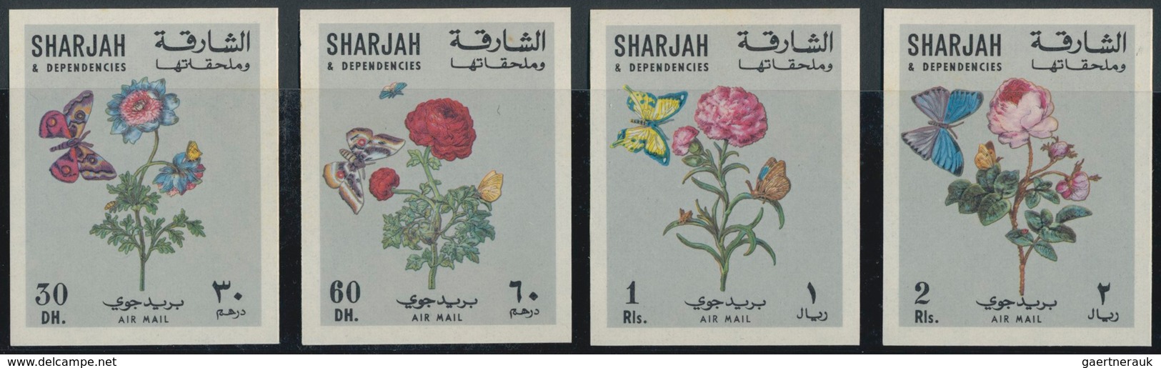 Thematik: Flora, Botanik / Flora, Botany, Bloom: 1967, Sharhah, Flowers/Butterflies 30dh. To 2r., Fo - Andere & Zonder Classificatie