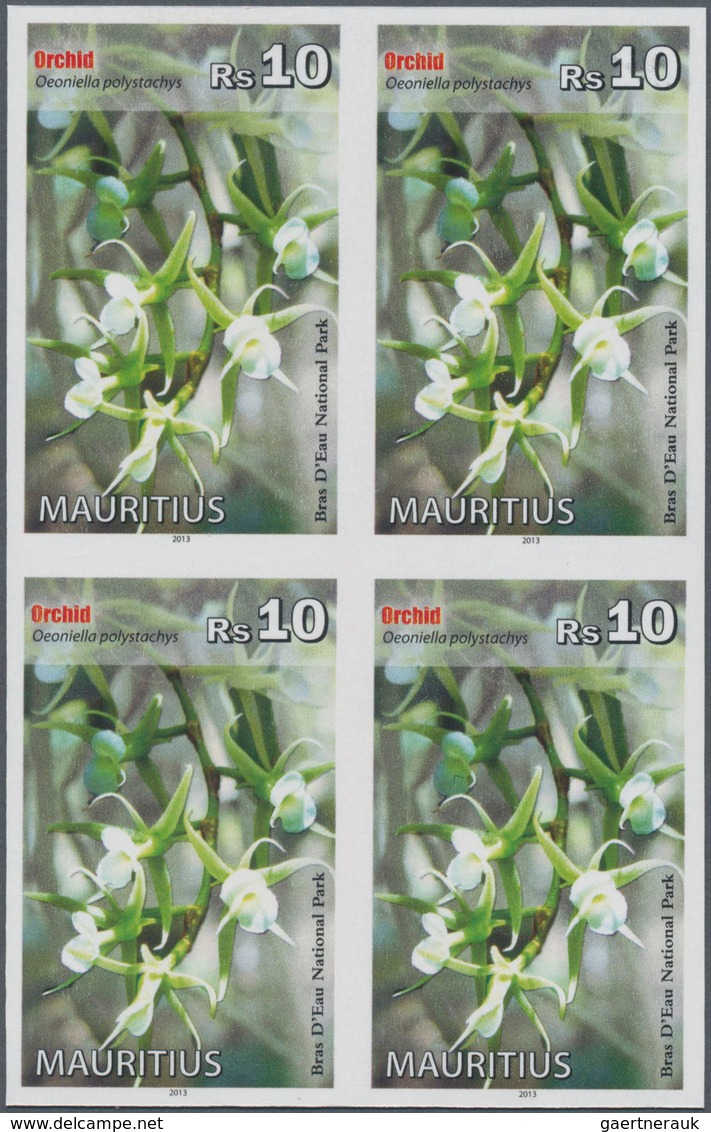 Thematik: Flora-Orchideen / Flora-orchids: 2013, Mauritius. IMPERFORATE Block Of 4 For The 10rs Valu - Orchidées