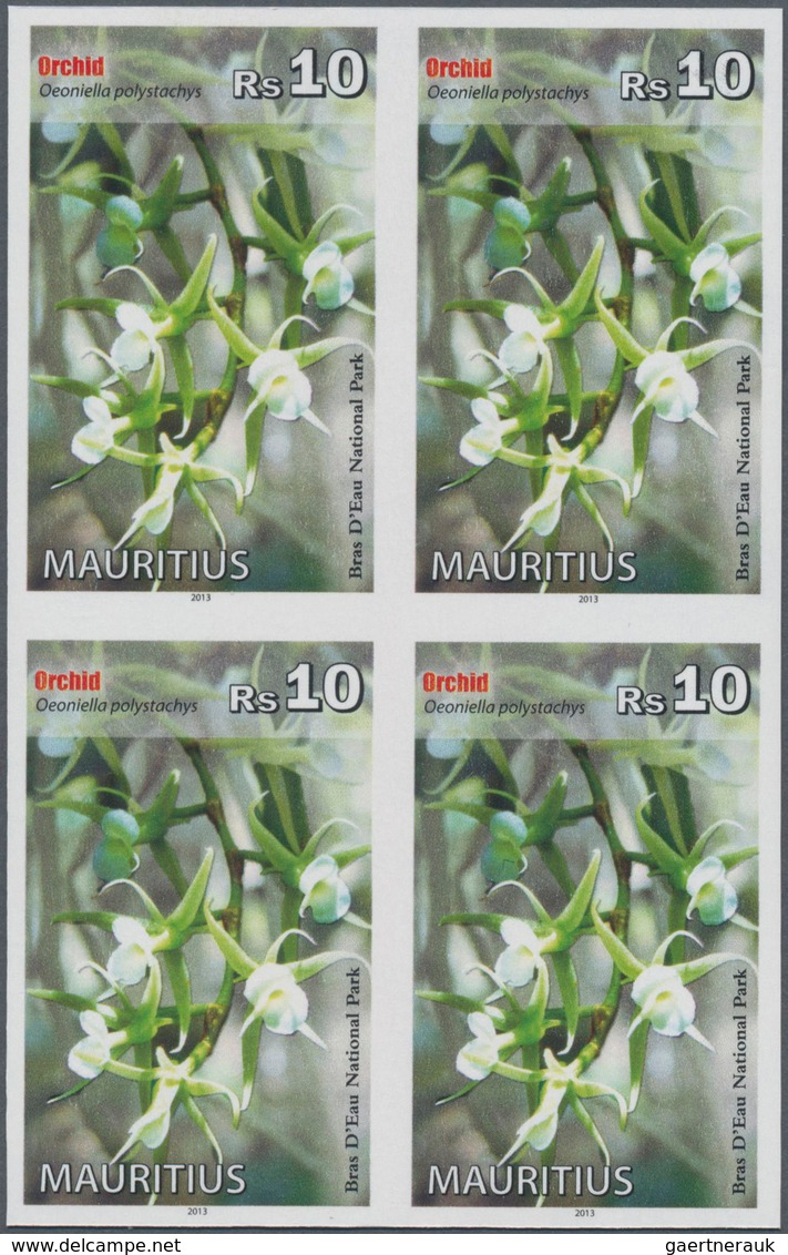 Thematik: Flora-Orchideen / Flora-orchids: 2013, Mauritius. IMPERFORATE Block Of 4 For The 10rs Valu - Orchideeën