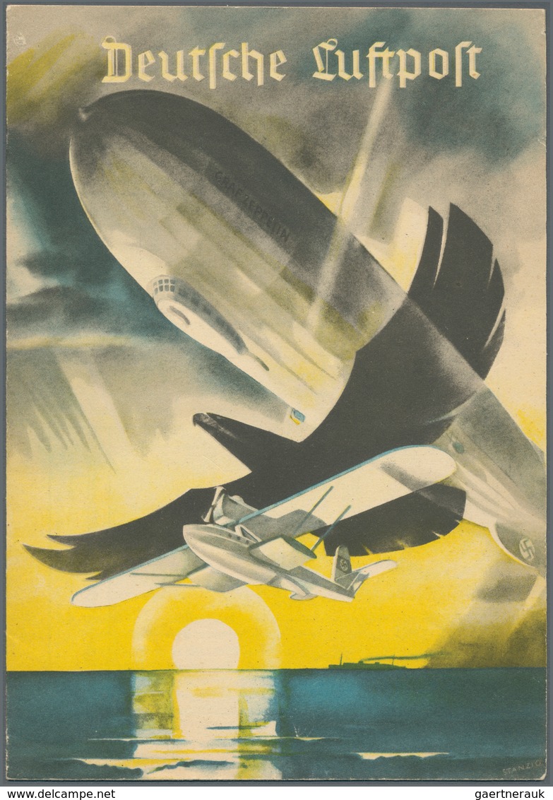 Thematik: Flugzeuge, Luftfahrt / Airoplanes, Aviation: 1935. Attractive, Oversize, Quad-fold Airmail - Flugzeuge