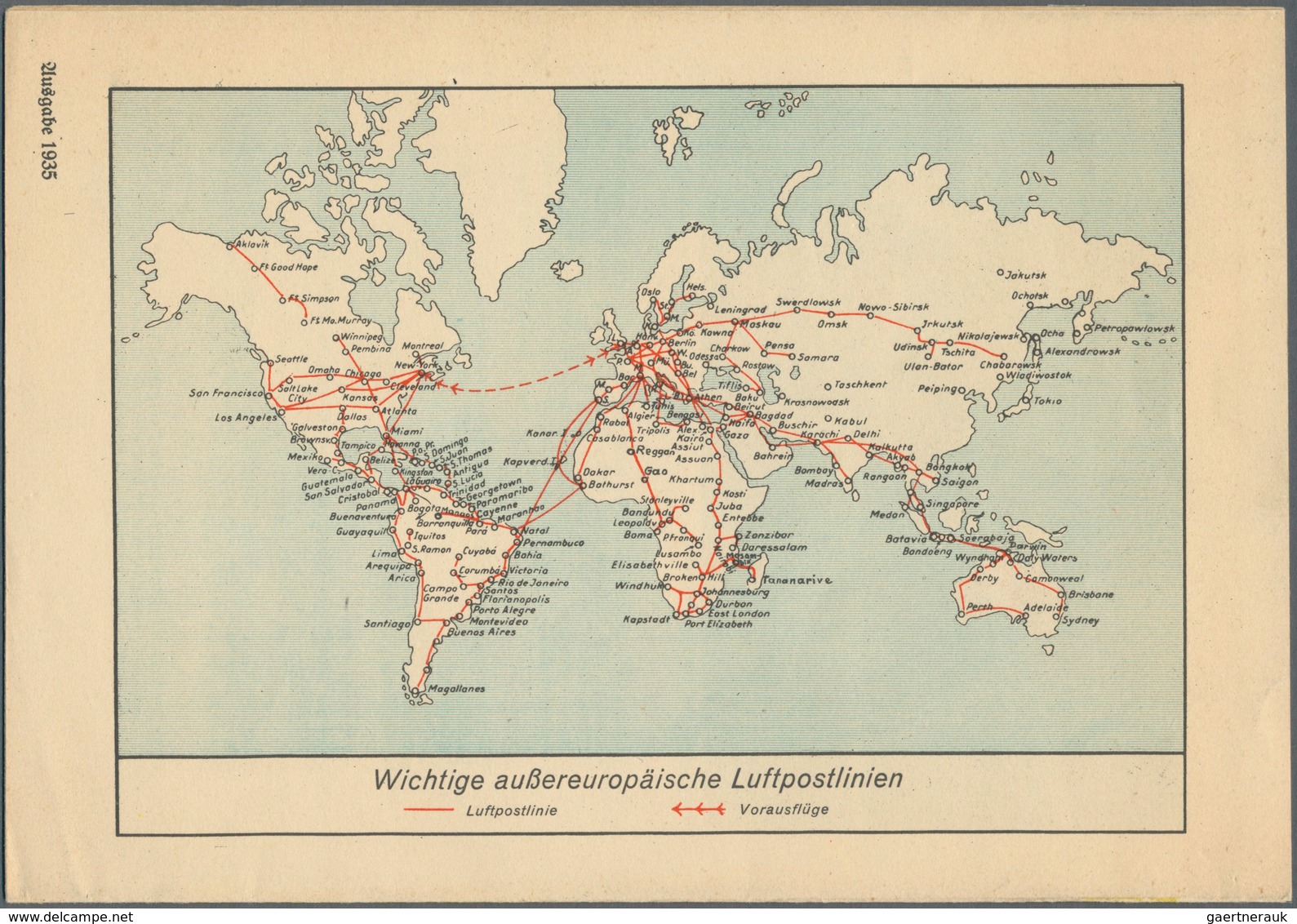 Thematik: Flugzeuge, Luftfahrt / Airoplanes, Aviation: 1935. Attractive, Oversize, Quad-fold Airmail - Vliegtuigen