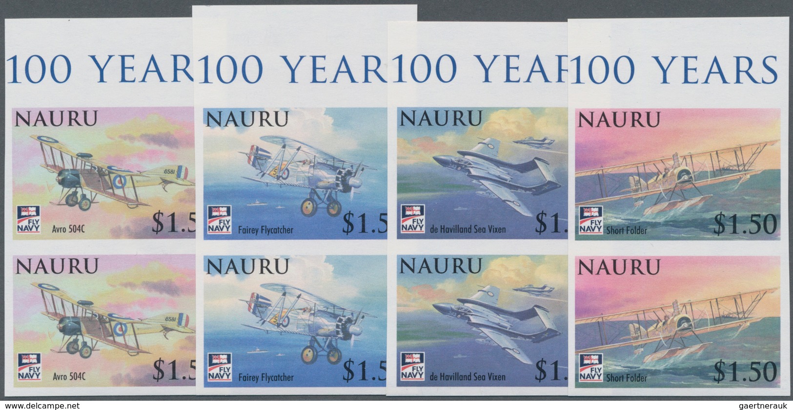 Thematik: Flugzeuge, Luftfahrt / Airoplanes, Aviation: 2009, NAURU: 100 Years Royal Naval Aviation C - Airplanes
