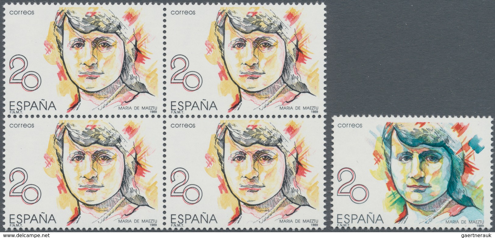 Thematik: Frauen / Women: 1988, SPAIN: Prominent Woman 20pta. ‚Maria De Maeztu‘ With BLUE COLOUR OMI - Unclassified