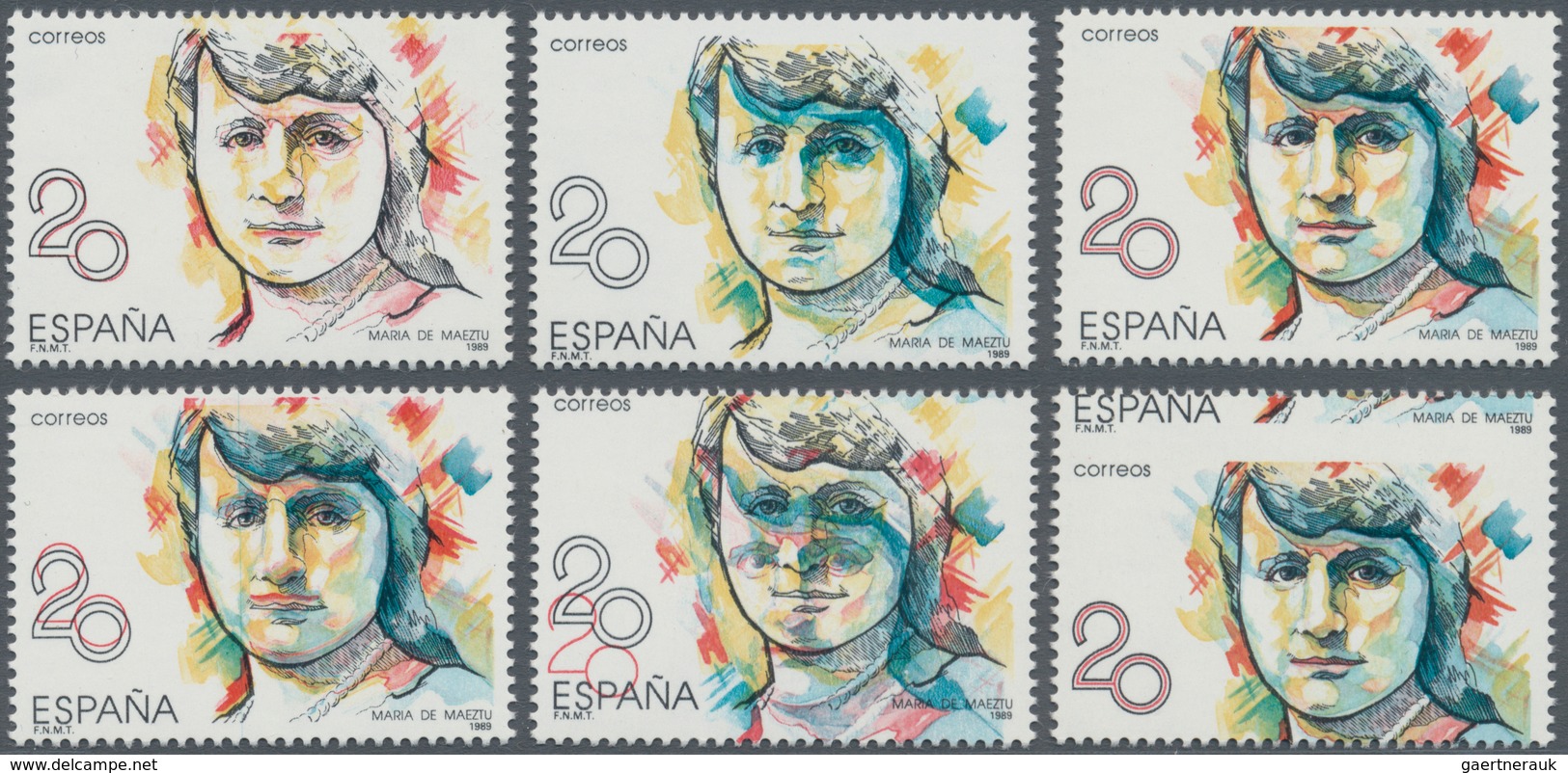 Thematik: Frauen / Women: 1988, SPAIN: Prominent Woman 20pta. ‚Maria De Maeztu‘ Five Stamps With ERR - Unclassified