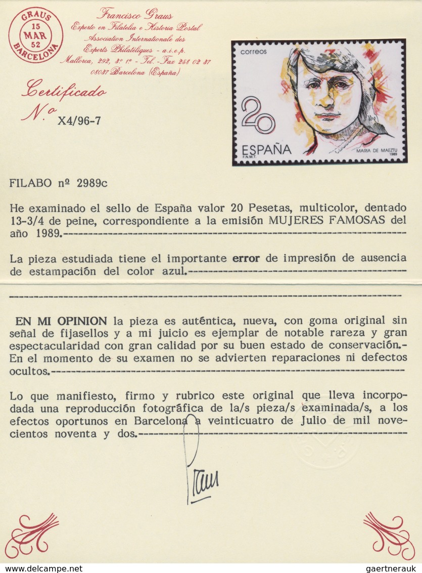 Thematik: Frauen / Women: 1988, SPAIN: Prominent Woman 20pta. ‚Maria De Maeztu‘ Five Stamps With ERR - Zonder Classificatie