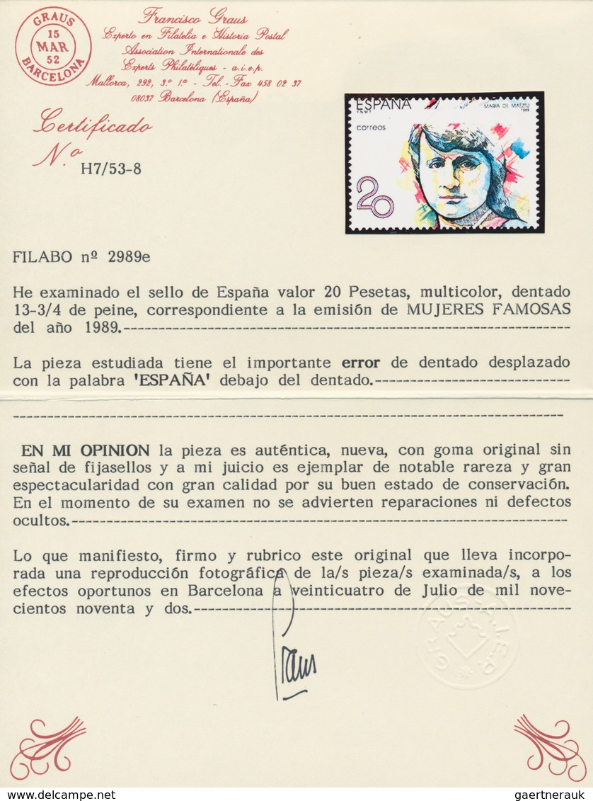 Thematik: Frauen / Women: 1988, SPAIN: Prominent Woman 20pta. ‚Maria De Maeztu‘ Five Stamps With ERR - Zonder Classificatie