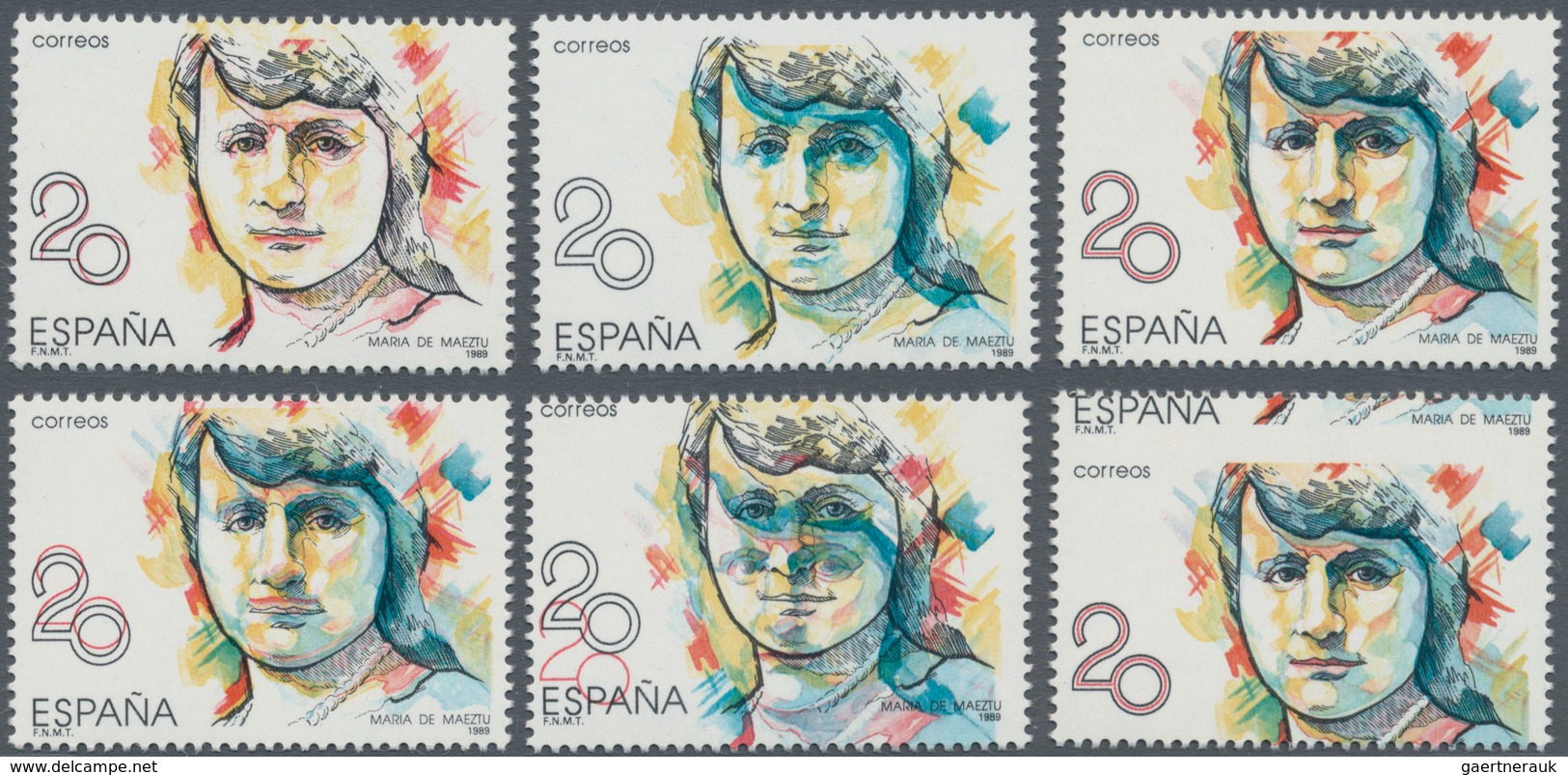 Thematik: Frauen / Women: 1988, SPAIN: Prominent Woman 20pta. ‚Maria De Maeztu‘ Five Stamps With ERR - Unclassified