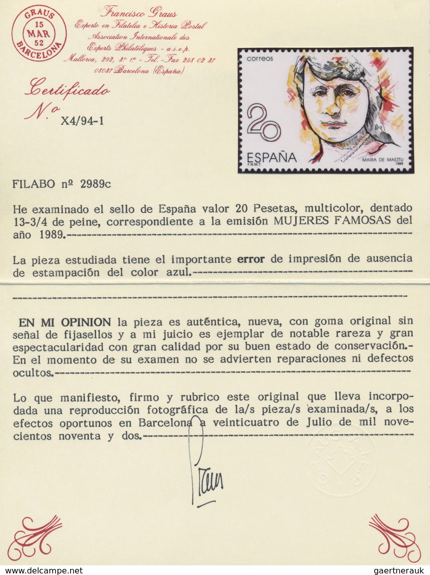 Thematik: Frauen / Women: 1988, SPAIN: Prominent Woman 20pta. ‚Maria De Maeztu‘ Five Stamps With ERR - Zonder Classificatie
