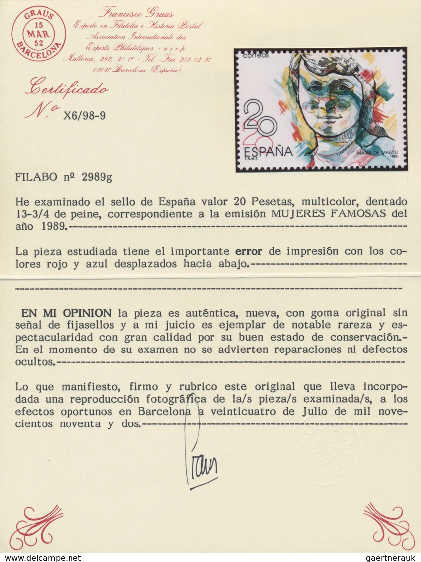 Thematik: Frauen / Women: 1988, SPAIN: Prominent Woman 20pta. ‚Maria De Maeztu‘ Five Stamps With ERR - Unclassified