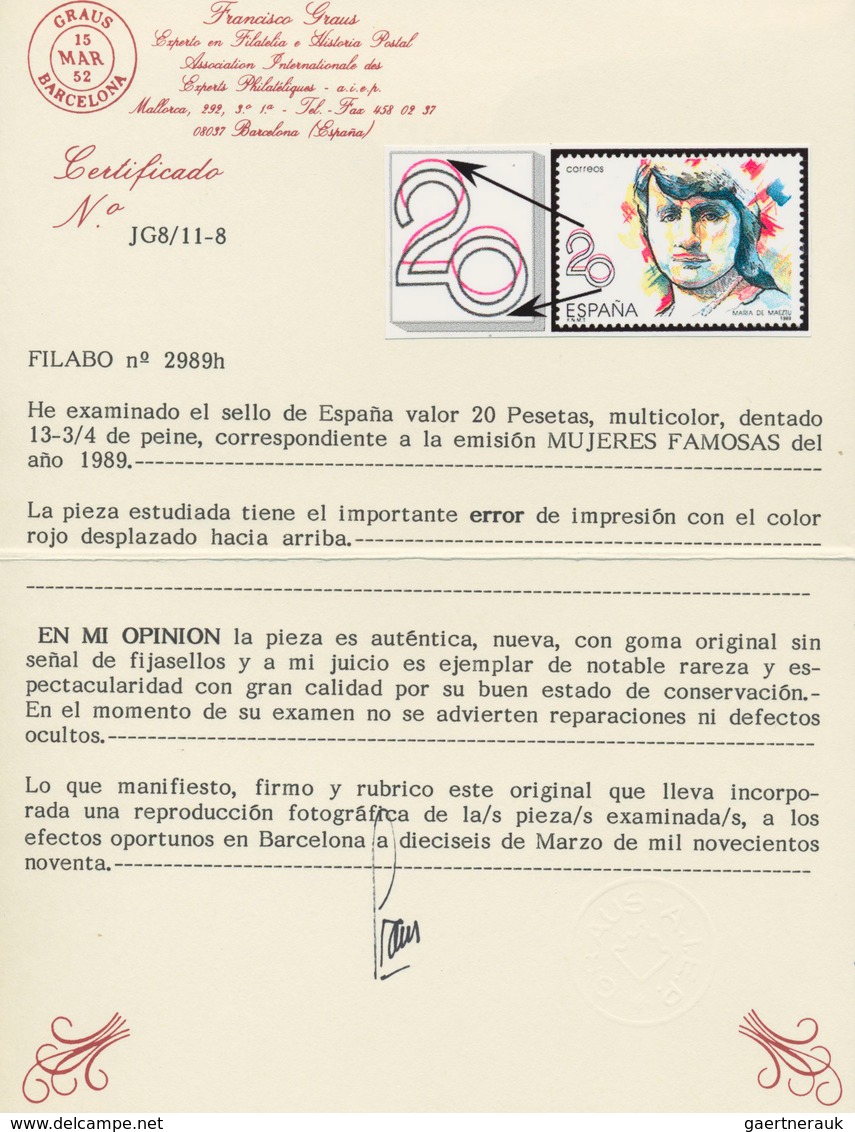 Thematik: Frauen / Women: 1988, SPAIN: Prominent Woman 20pta. ‚Maria De Maeztu‘ Five Stamps With ERR - Zonder Classificatie