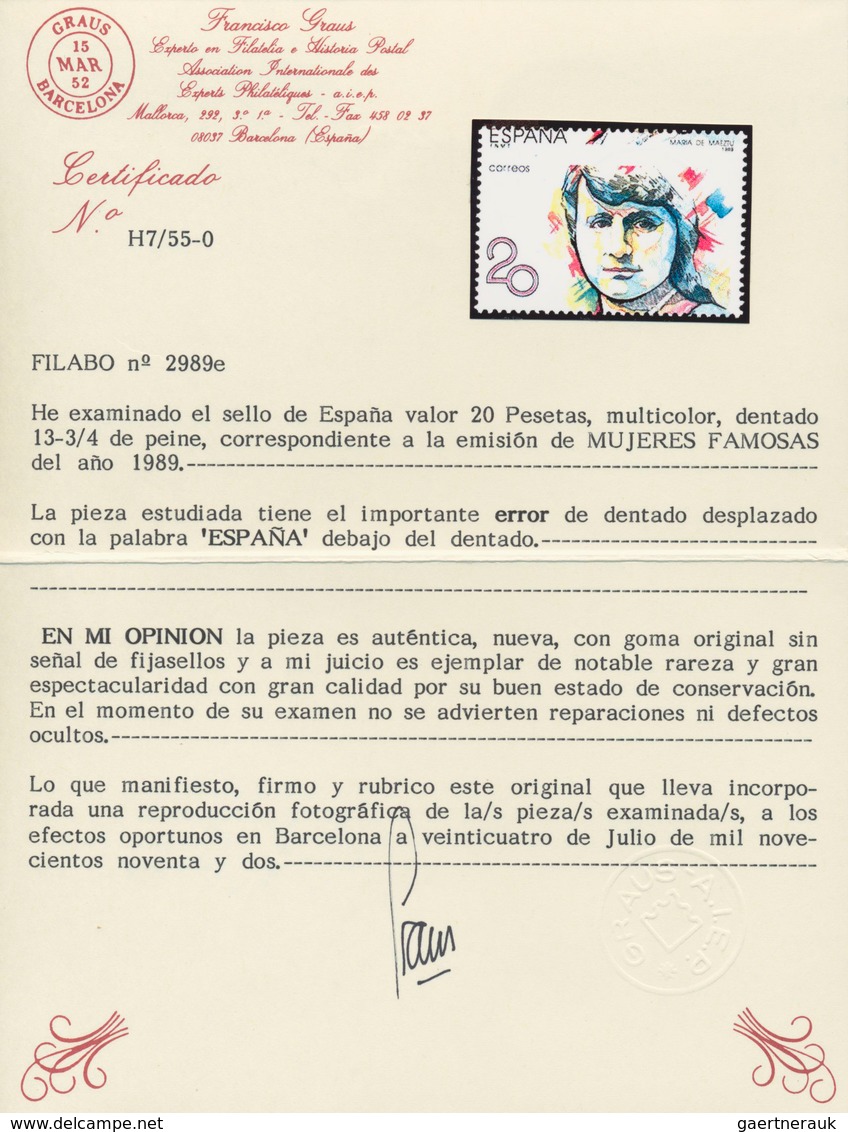 Thematik: Frauen / Women: 1988, SPAIN: Prominent Woman 20pta. ‚Maria De Maeztu‘ Five Stamps With ERR - Unclassified