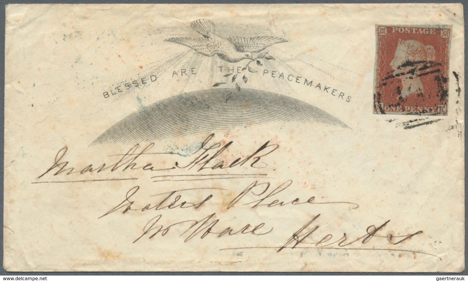 Thematik: Frieden / Peace: 1852, England. BLESSED ARE THE PEACEMAKERS. Pictorial Envelope With A Fou - Sin Clasificación