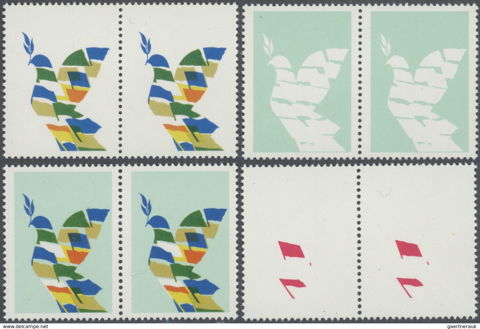 Thematik: Frieden / Peace: 1980, UN Vienna. Perforated (!) Progressive Proof (10 Phases) In Pairs Fo - Zonder Classificatie