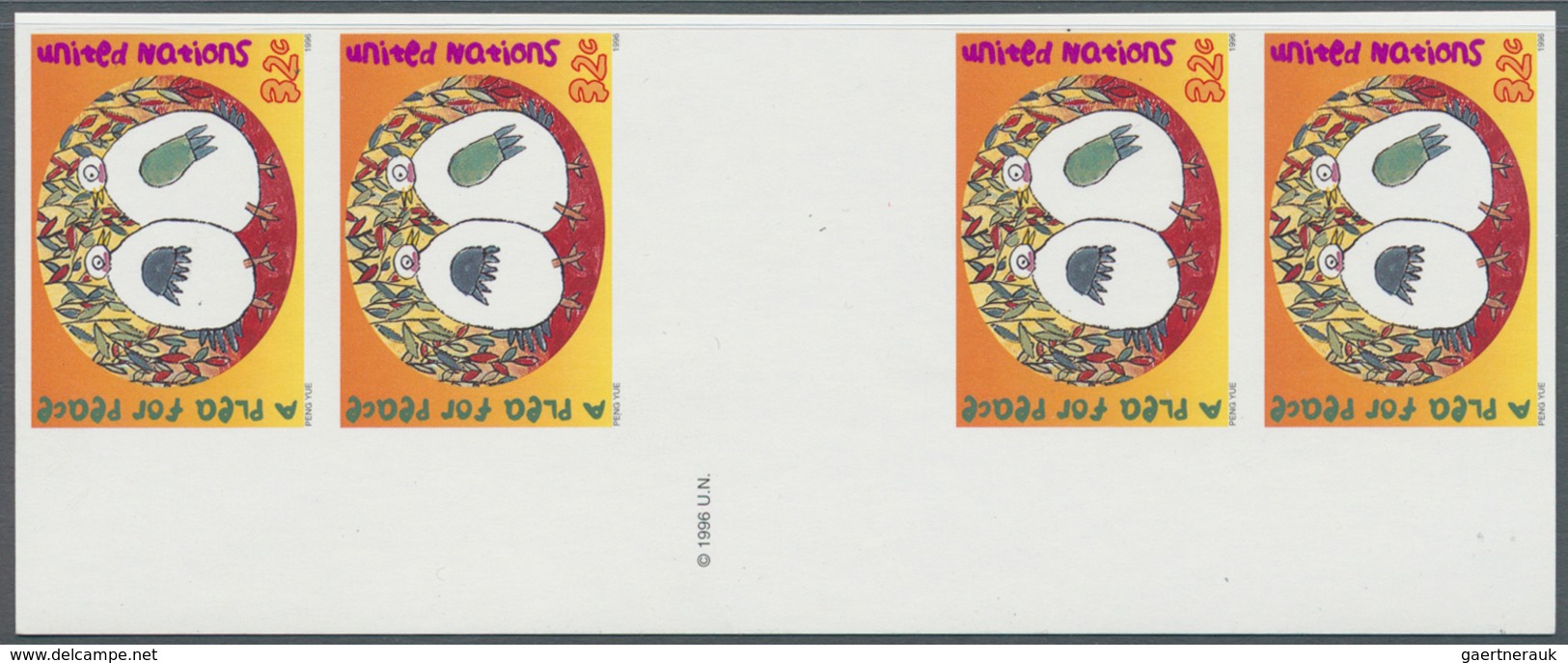 Thematik: Frieden / Peace: 1996, UN New York. Imperforate Vertical Gutter Pair With One Additional S - Ohne Zuordnung