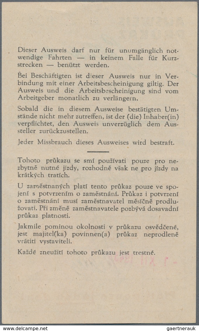 Thematik: Judaika / Judaism: 1943, Böhmen Und Mähren, Zweisprachiger AUSWEIS (dt.-tschechisch) Und B - Unclassified